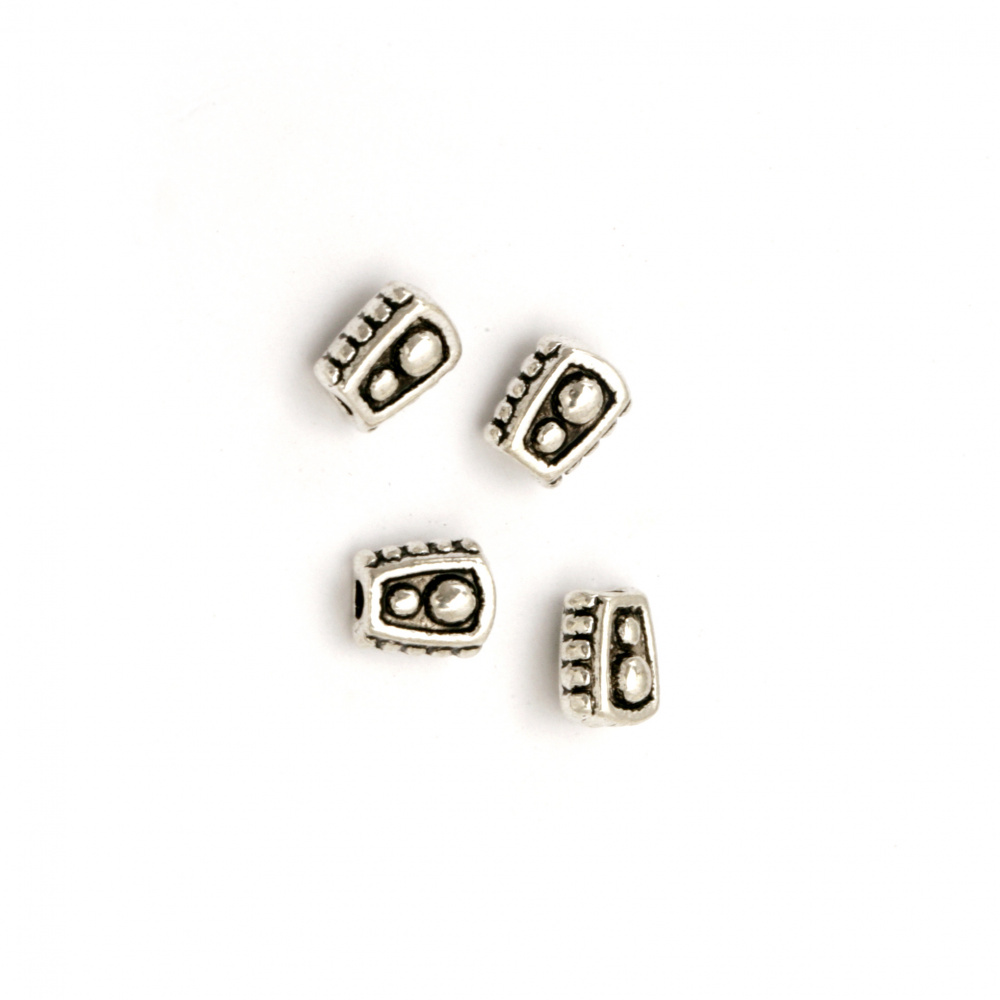 Metal bead cylinder 5x4 mm hole 1 mm color old silver -50 pieces