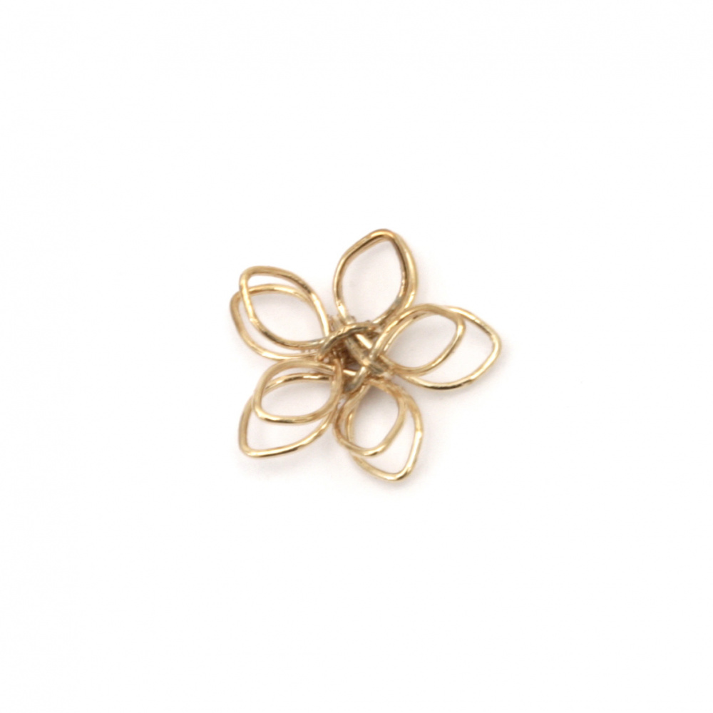 Metal flower beads 15x4 mm hole 1.5 mm color gold - 5 pieces