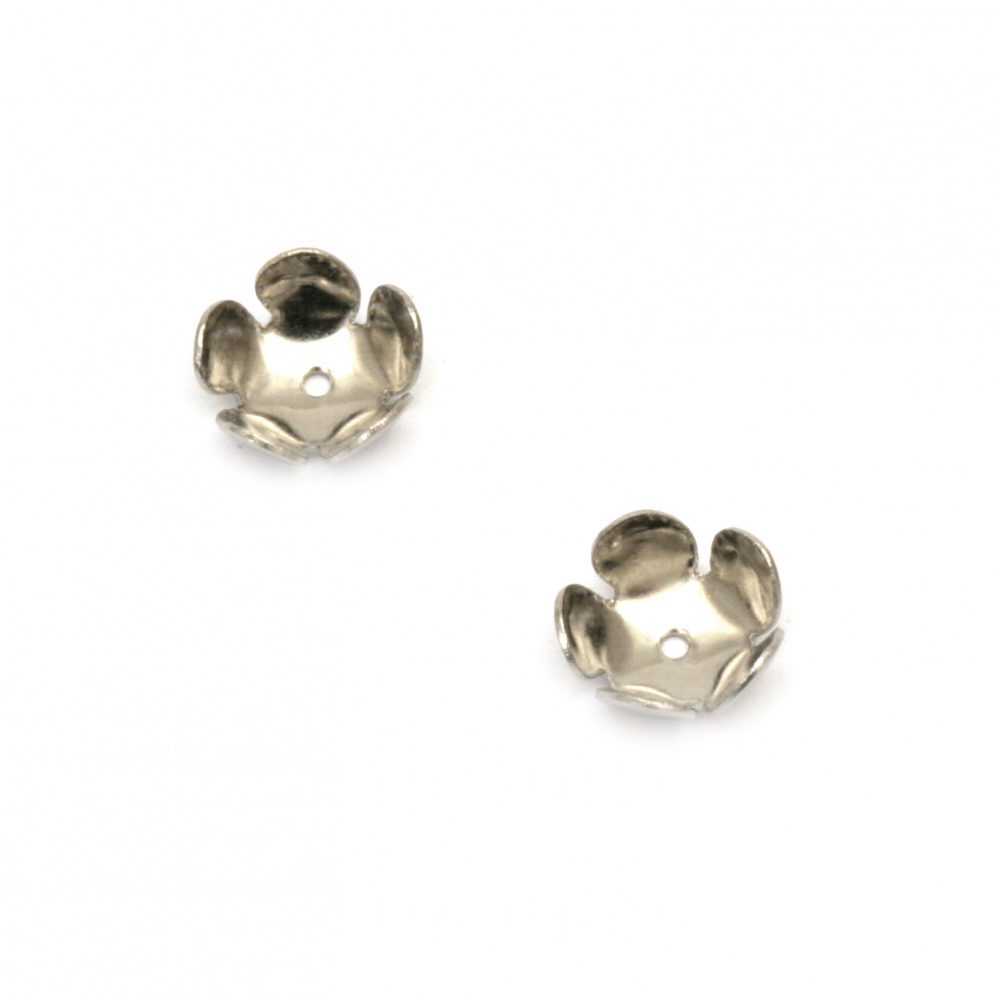 Steel Bead Caps, 3 mm, Hole: 0.8 mm, Silver -10 pieces