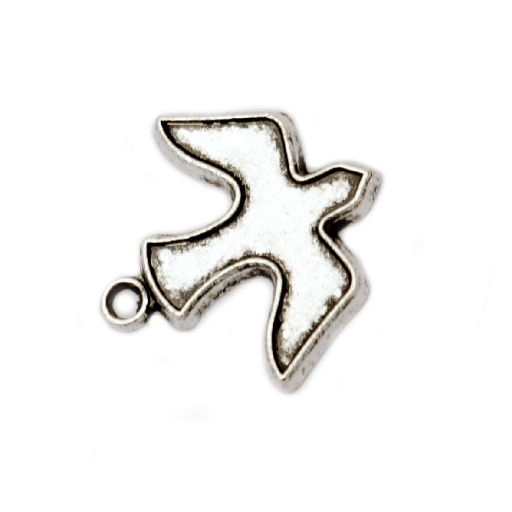 Metal pendant bird 16x16x1 mm hole 2 mm color old silver -10 pieces