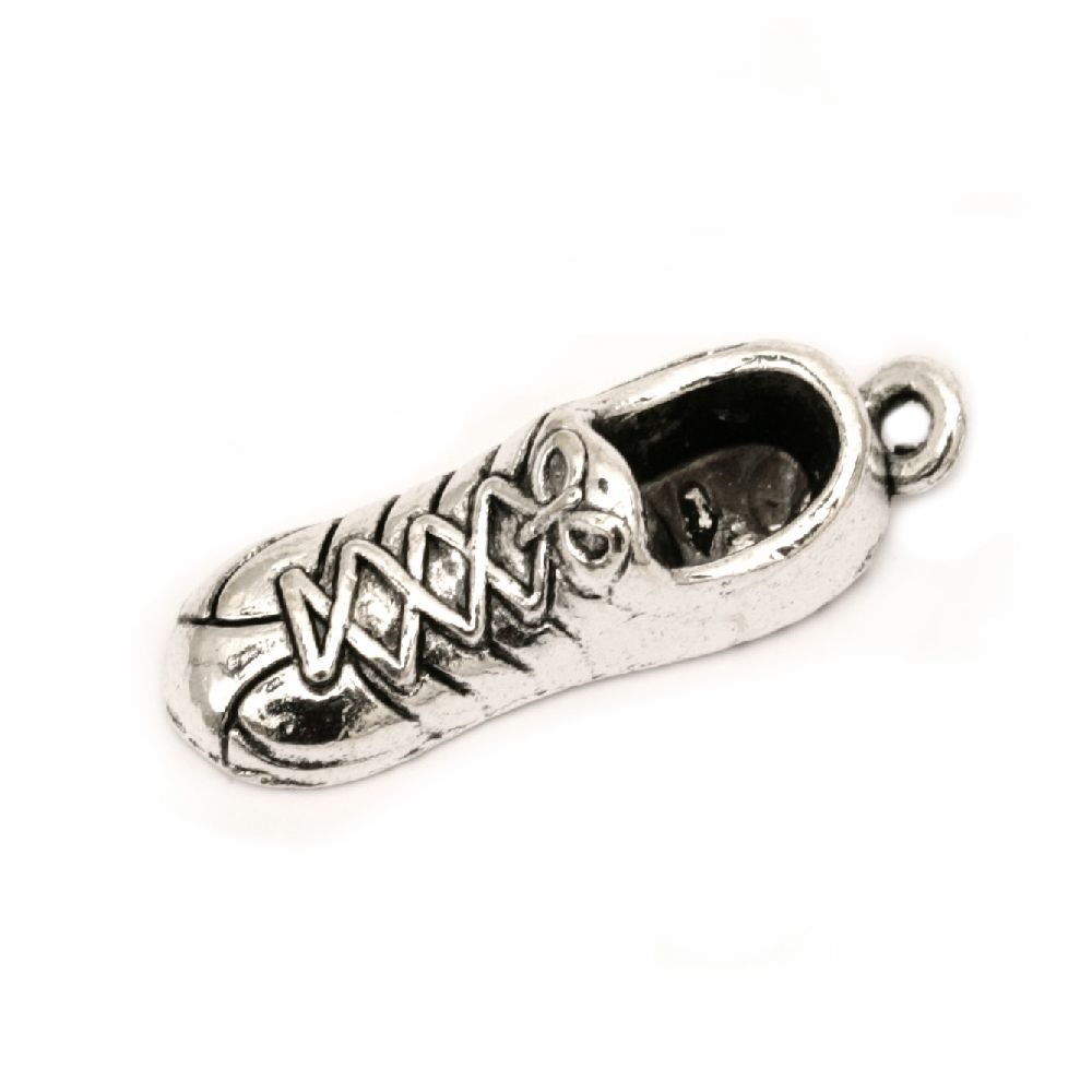 Metal pendant shoe 27x9x7 mm hole 1 mm color silver -4 pieces