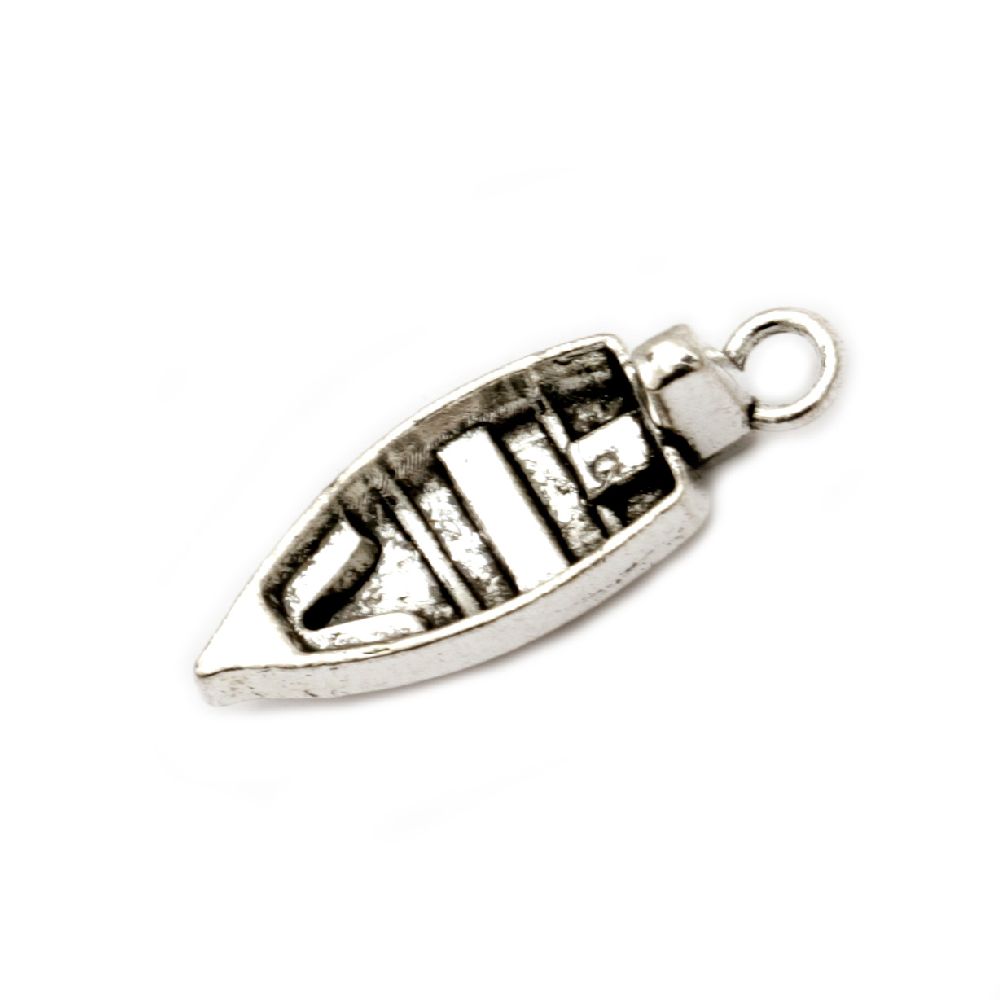 Metal pendant boat 22x8x6 mm hole 2 mm color old silver -5 pieces