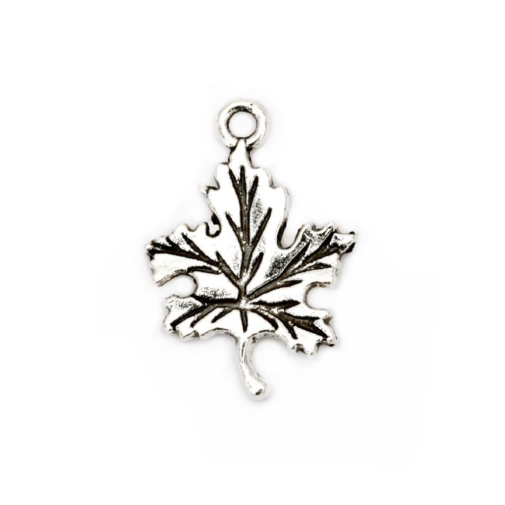 Tibetan Silver Metal Charm / Leaf, Pendant for Necklace, Bracelet, Jewelry Making and Crafting, 23x16.5x2 mm, Hole: 1.5 mm, 10 pieces