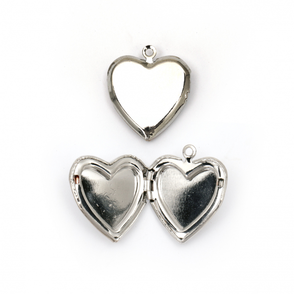 Metal pendant opening heart 26x23 mm built-in base 16x16 mm hole 1.5 mm color silver