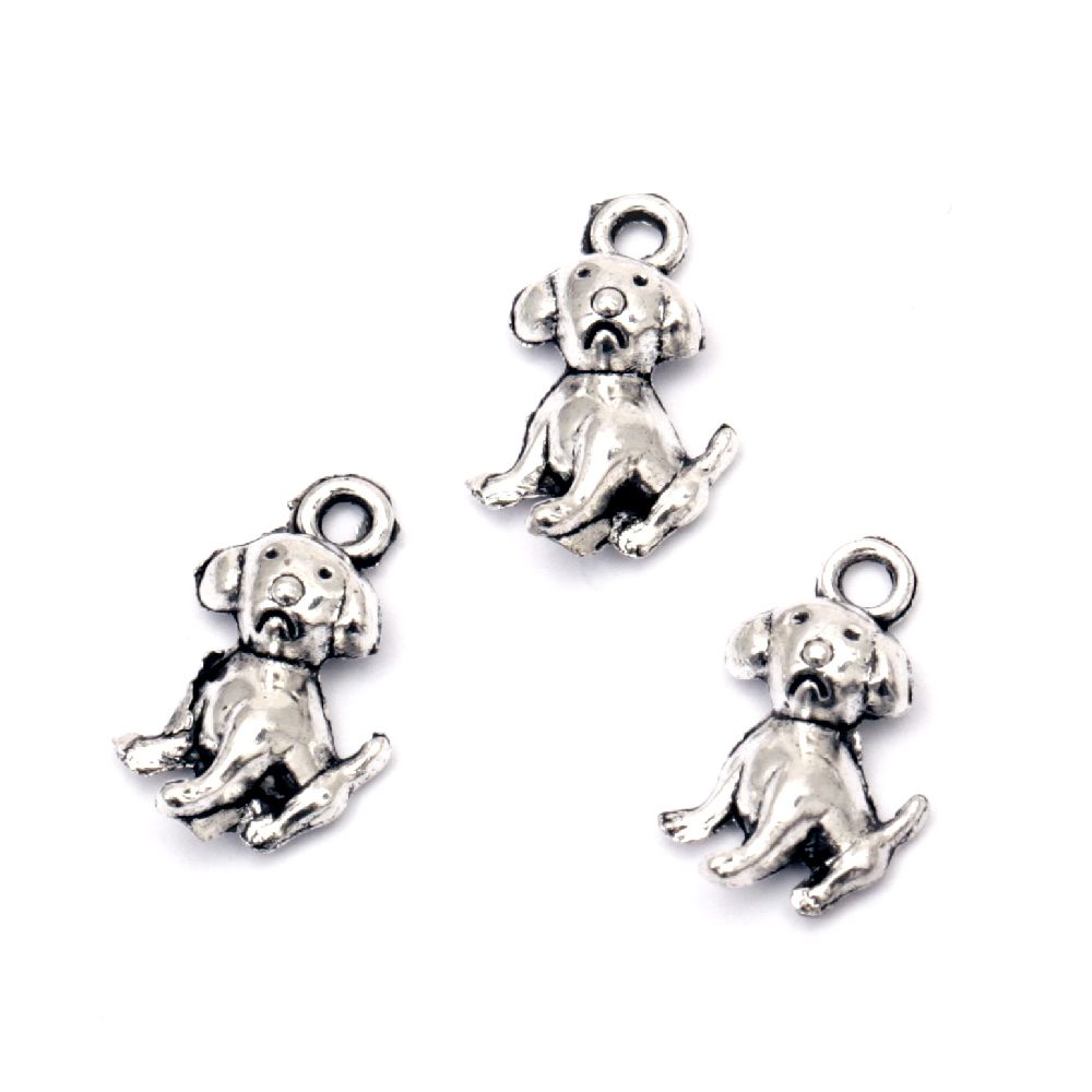 Pendant metal dog 17x10x4 mm hole 1.5 mm color old silver -10 pieces