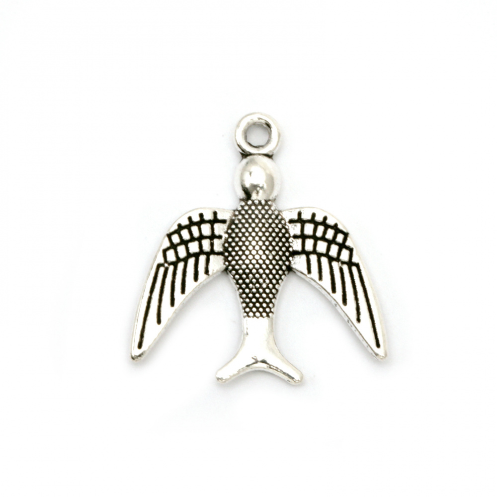 Metal Pendant swallow 21x20x2 mm hole 2 color old silver -10 pieces