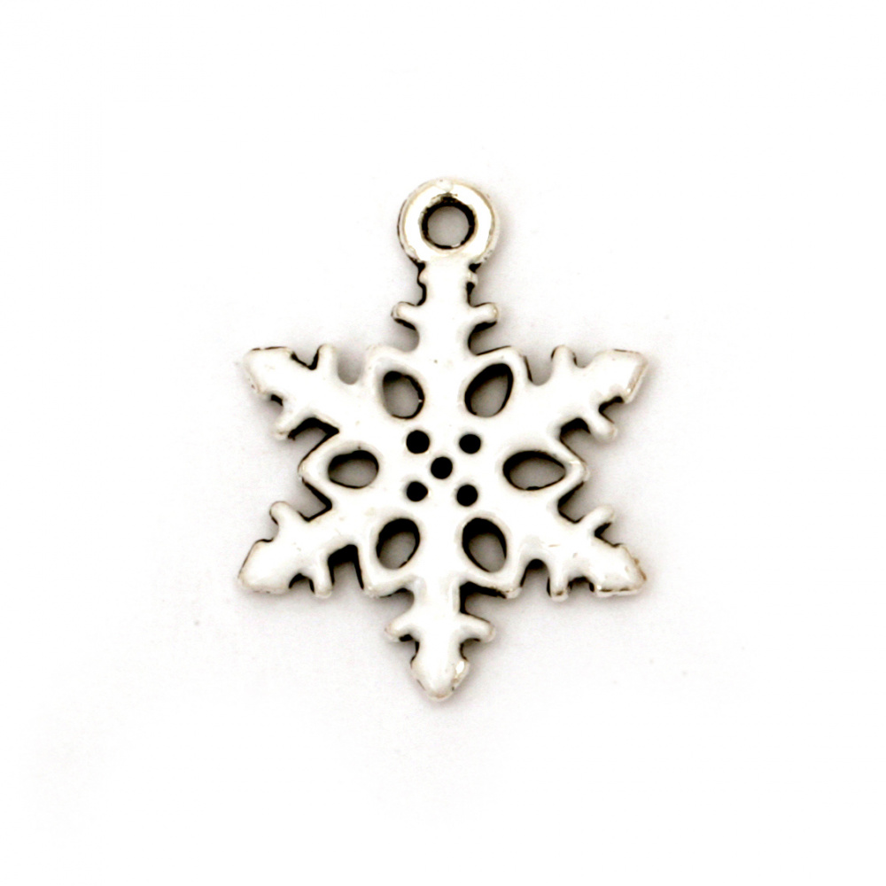 Metal pendant beads snowflake 20x15x2 mm hole 1 mm color silver - 2 pieces