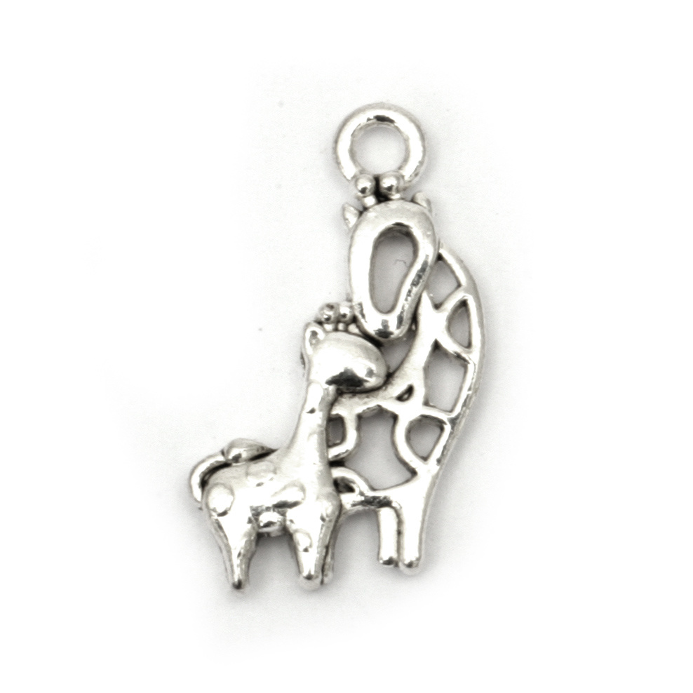 Metal Pendant giraffes 20x12x2.5 mm hole 2 mm color old silver -10 pieces
