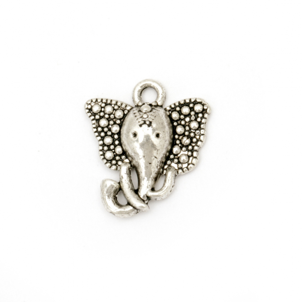 Pendant metal elephant 16x15x4 mm hole 1 mm color old silver -5 pieces