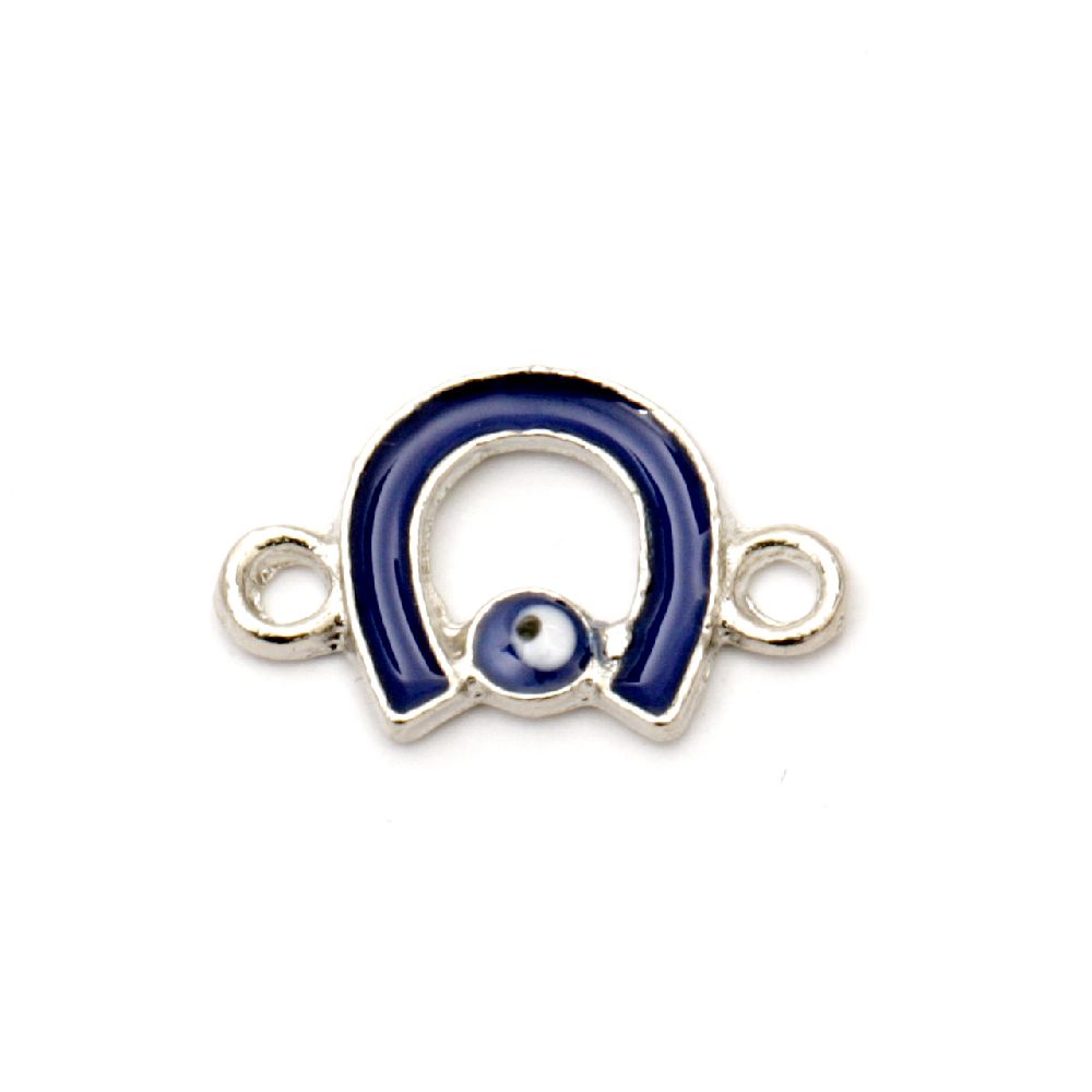 Connecting element metal horseshoe with blue eye blue 17.5x10.5 mm color silver -2 pieces