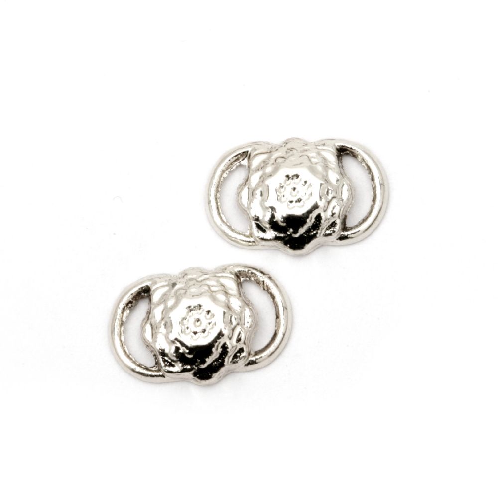 Metal Connector Bead / Flower, 12.5x8x3 mm, Hole: 4.5 mm, Silver -5 pieces