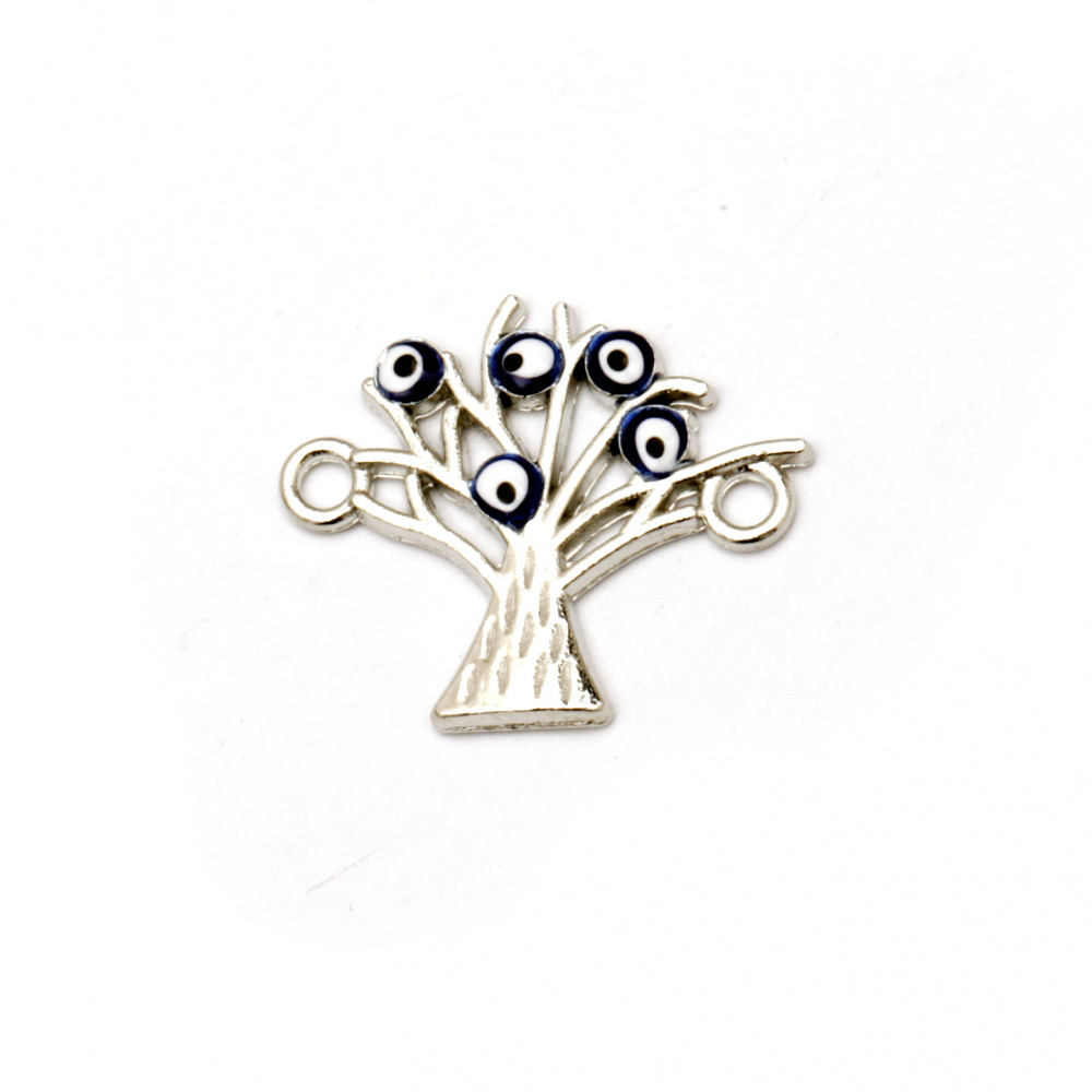 Fastener metal tree of life 18x21.5x2 mm hole 2 mm silver -2 pieces