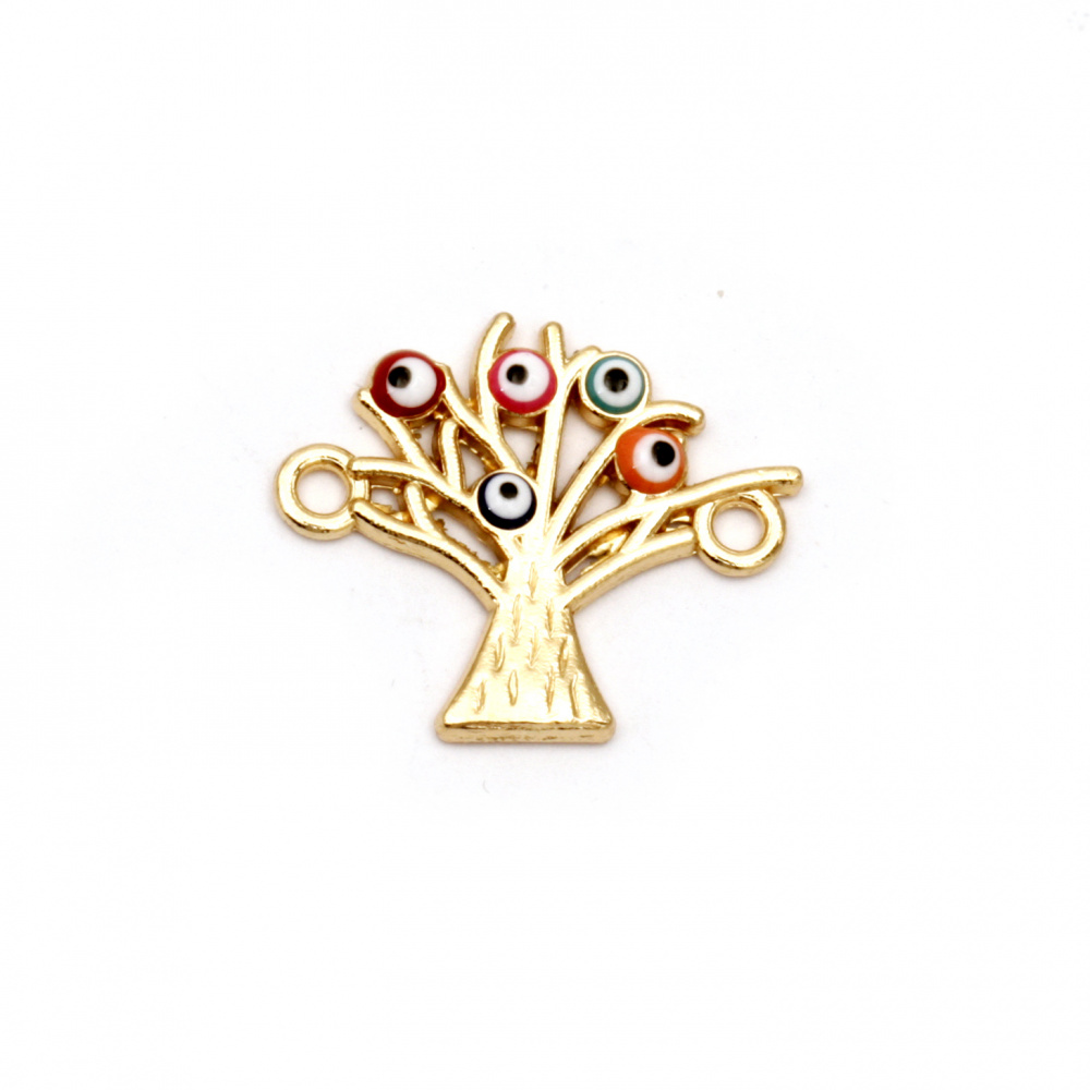 Fastener metal tree of life 18x21.5x2 mm hole 2 mm gold - 2 pieces