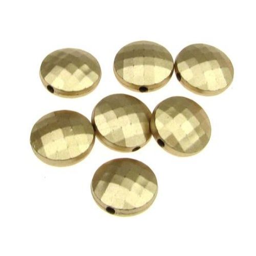 Мънисто метализе кръг 12x6 мм дупка 2 мм фасетирано цвят злато -20 грама