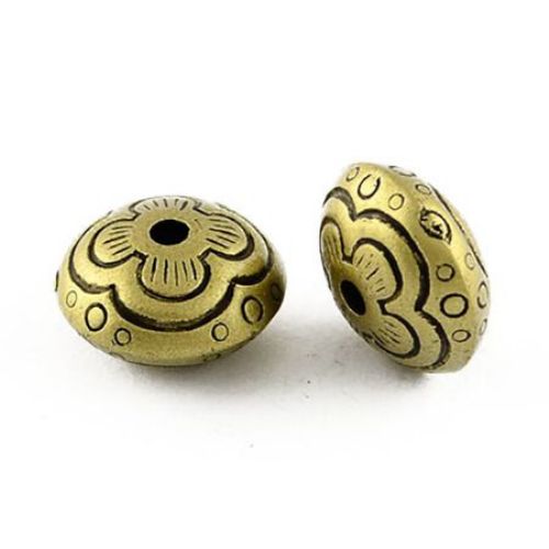 Șaibă metalică  margele 11x6 mm gaură 2 mm culoare bronz antic -50 grame ~ 100 bucăți