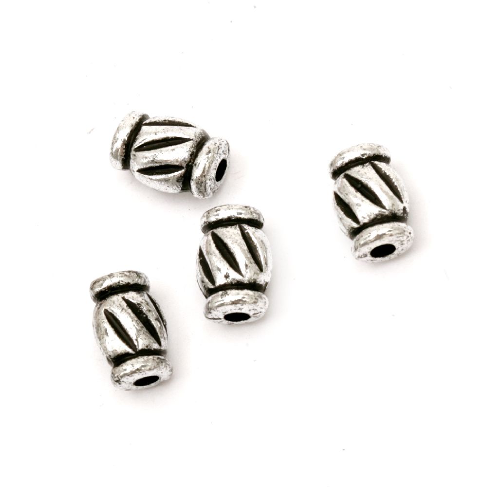 Bead metallized cylinder 9x6 mm hole 1.5 mm silver -50 grams ~ 430 pieces