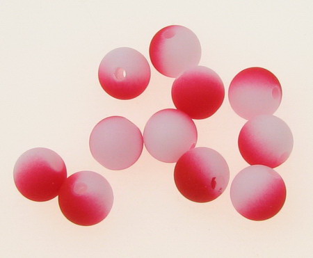 Acrylic ball bead for jewelry making 8 mm hole 2 mm pastel white and red - 20 grams ~ 69 pieces