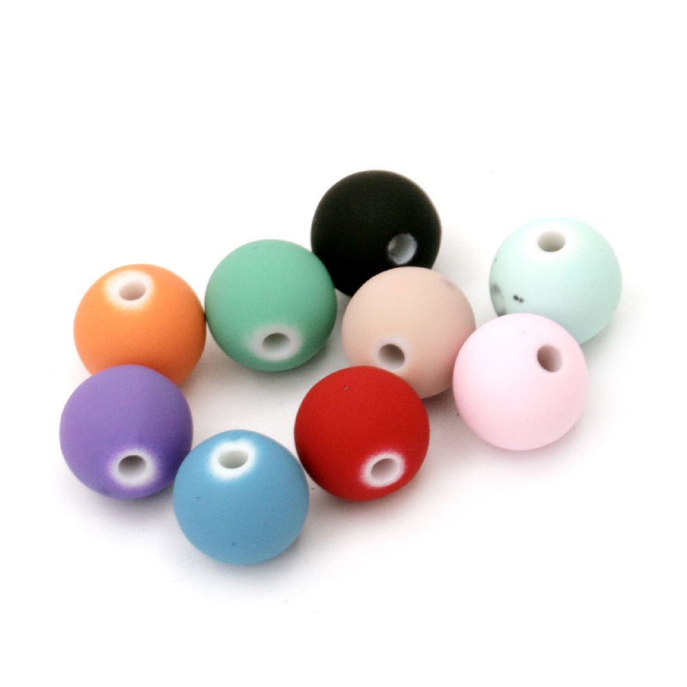 Acrylic ball bead for jewelry making 11 mm hole 2 mm color pastel mix - 20 grams ~ 21 pieces
