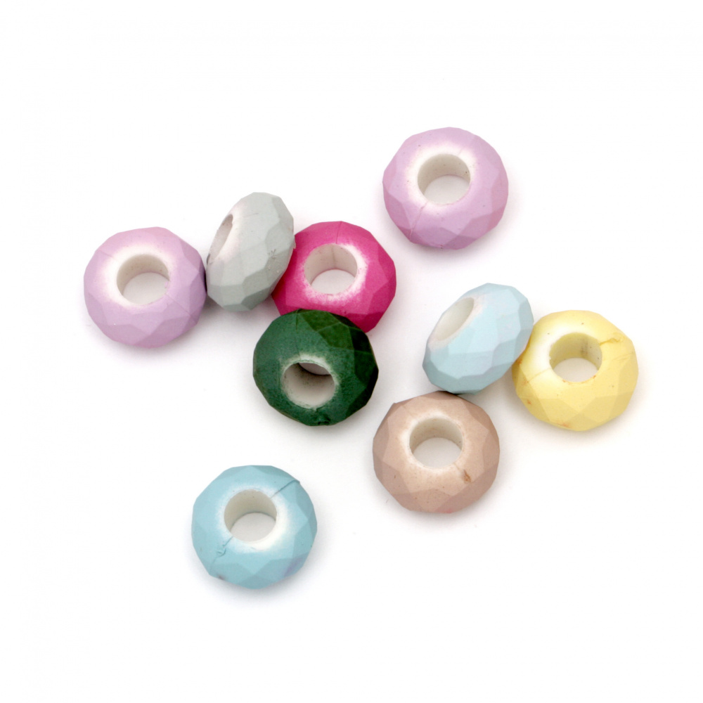 Acrylic washer abacus bead for jewelry making  14x7 mm hole 5 mm pastel mix - 20 grams ~ 25 pieces