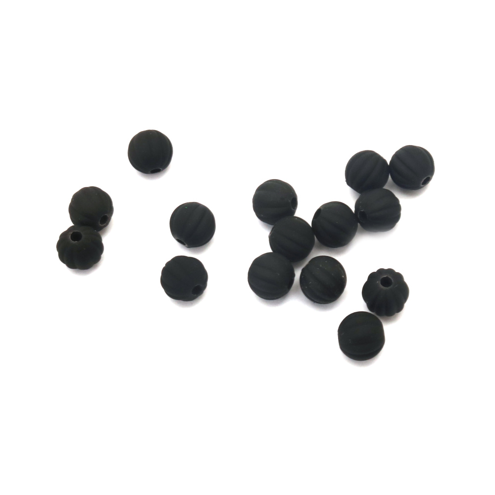 Acrylic melon bead for jewelry making 8 mm hole 2 mm color pastel black - 20 grams ±70 pieces