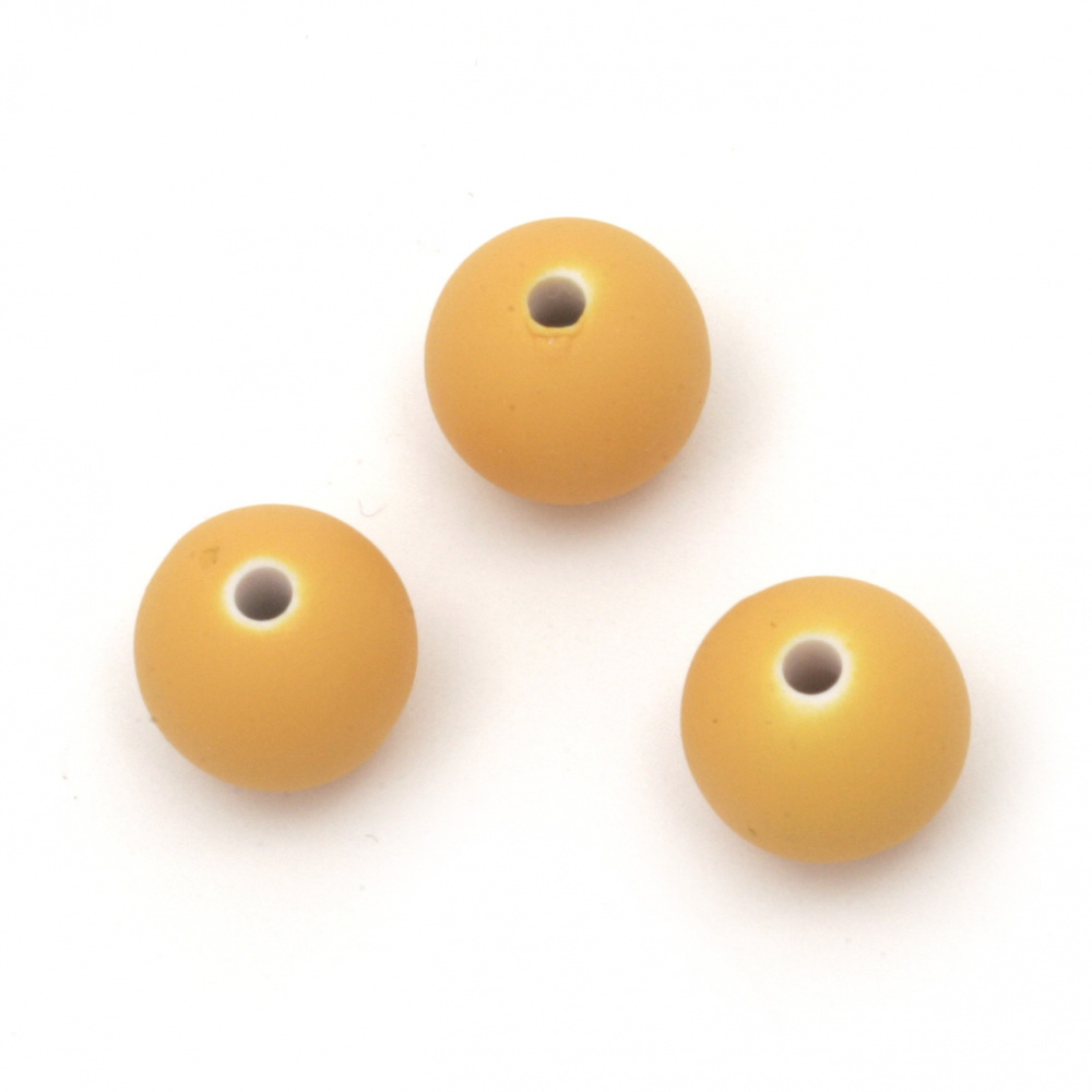 Мънисто пастел топче 12 мм дупка 2 мм цвят оранжев -20 грама ~20 броя