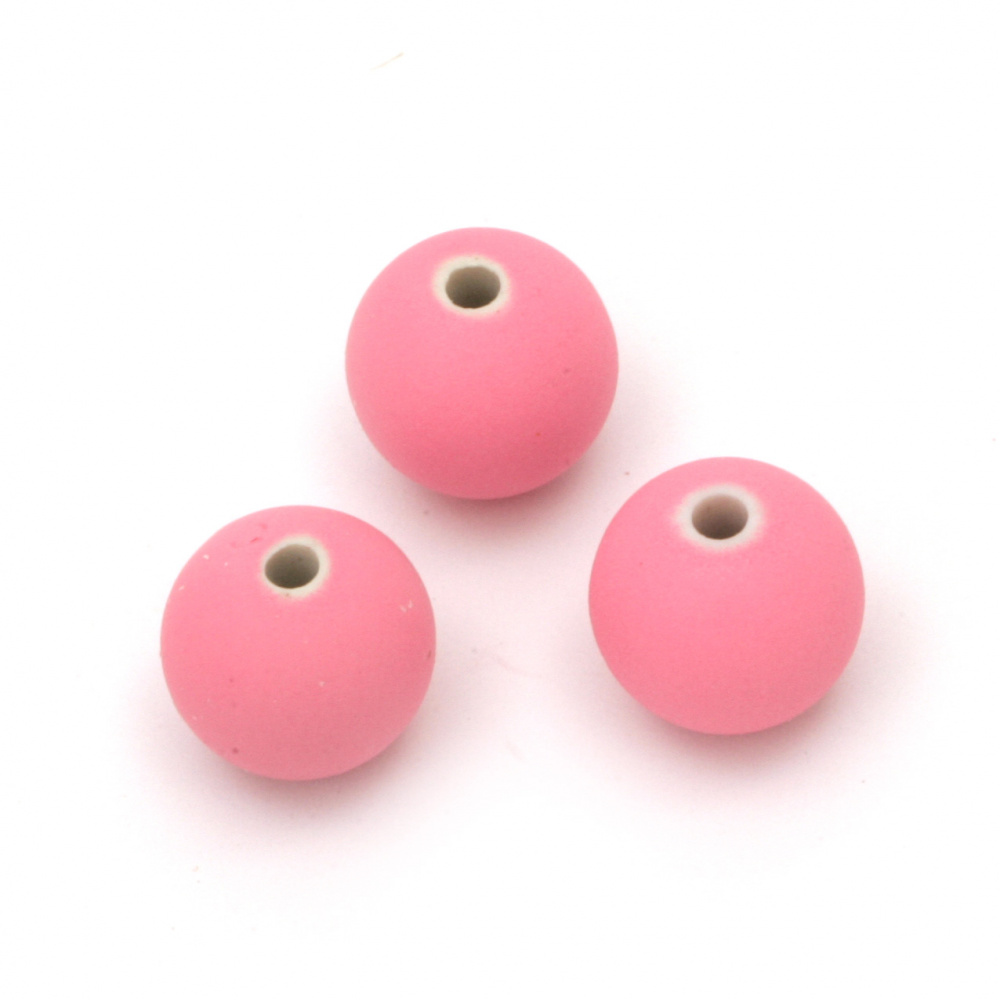 Margele cu bila acrilică pentru realizarea bijuteriilor 12 mm gaură 2 mm culoare pastel roz - 20 grame ~ 20 buc