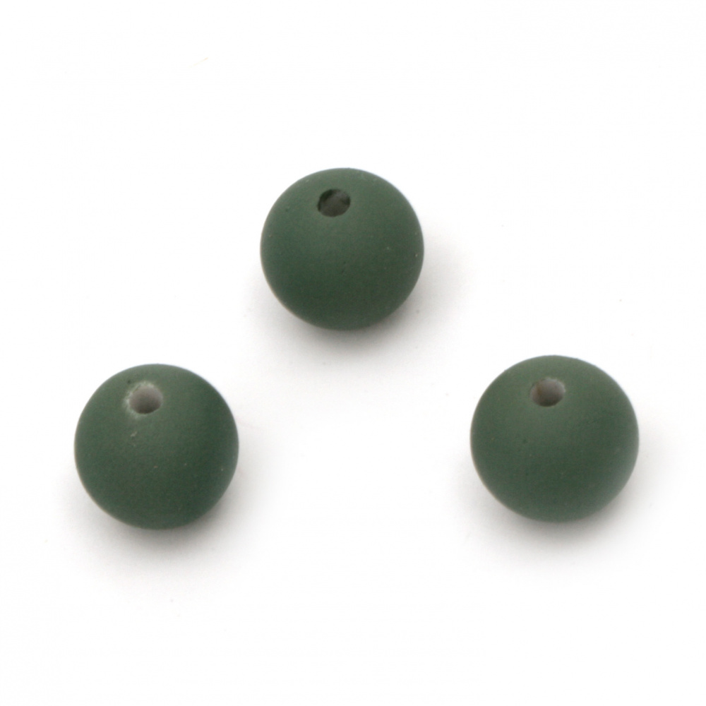Acrylic ball bead for jewelry making 12 mm hole 2 mm color pastel dark green - 20 grams ~ 20 pieces