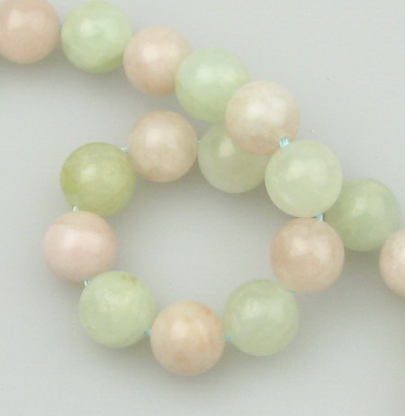 String Round Gemstone Beads BERYL / HELIODOR and MORGANITE, 10 mm ~ 38 pieces