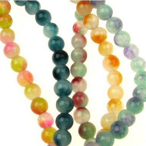Gemstone Beads Strand, Jadeite, Round, Mixed color, 6mm, ~64 pcs
