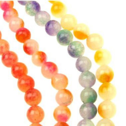 Gemstone Beads Strand,Jadeite, Round, Mixed color, 8mm, ~48 pcs