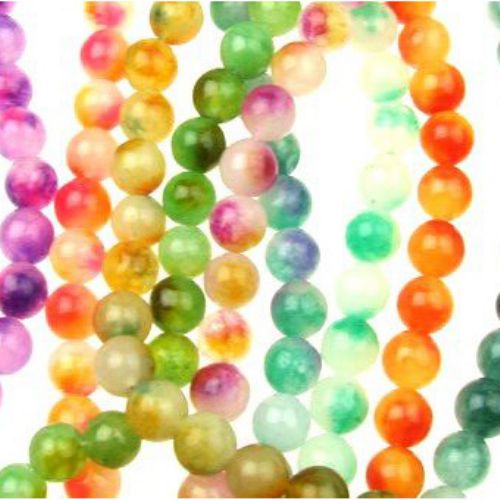 Gemstone Beads Strand, Jade, Round, Mixed color, 10mm, ~38 pcs