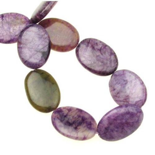 Dyed AGATE Elliptical Beads Strand Purple  30x20x7 mm ~ 13 pcs