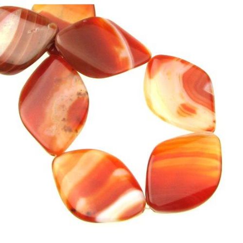 AGATE Rhombus Beads Strand Orange, 30x40x6 mm ~10 pcs