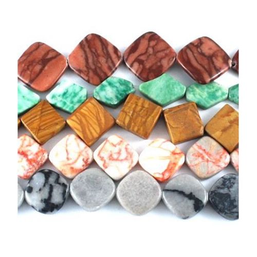 Наниз мъниста полускъпоценен камък АСОРТЕ 15~40x10~35x4~7 мм ~40 см