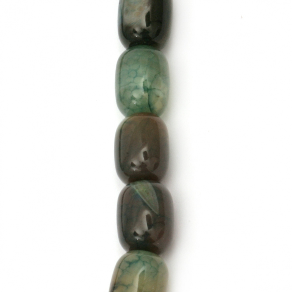 Șir de  mărgele de piatră semiprețioasă AHAT crăpat galben-verde oval 12x16 mm ~ 25 bucăți