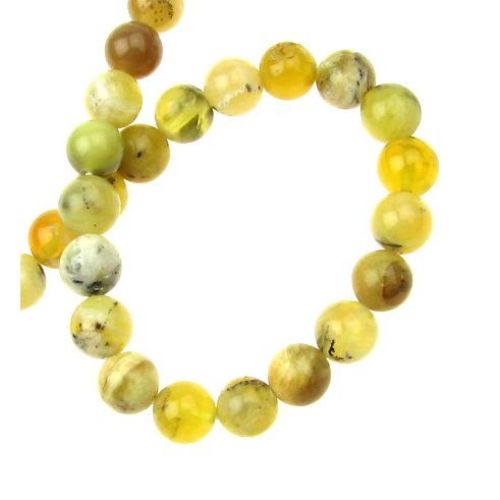 String Round Natural Stone Beads, ASSORTED, Yellow, 8 mm ± 49 pieces