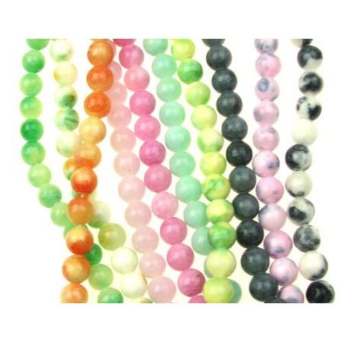 Gemstone Beads Strand, Jade, Round, Mixed color, 8mm, ~48 pcs