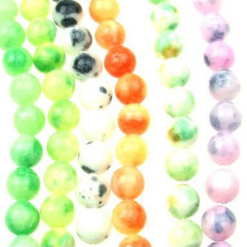 Gemstone Beads Strand, Jade, Round, Mixed color, 12mm, ~32 pcs