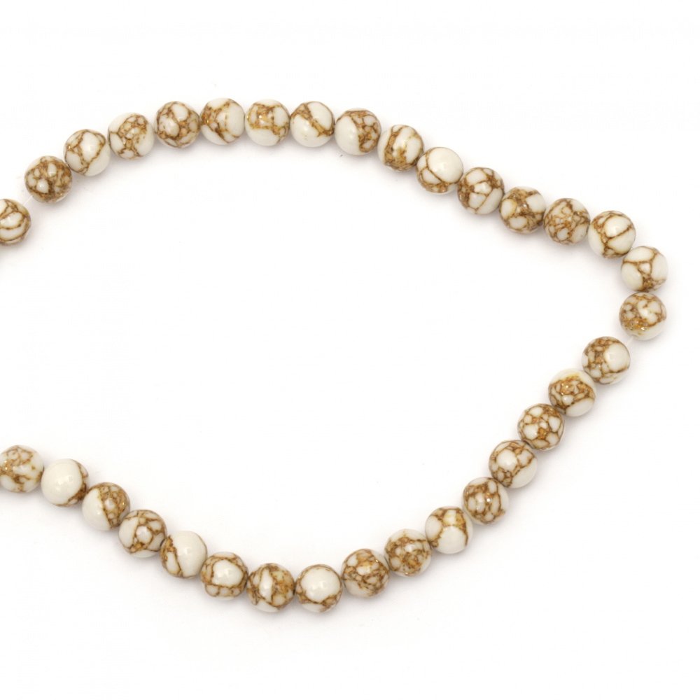String beads semi-precious stone Azurite white ball 8 mm ~ 50 pieces