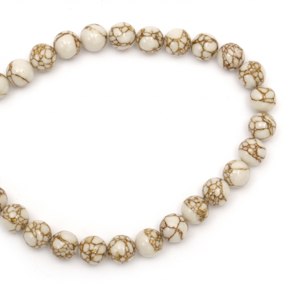 Azurite gemstone beads strand, white ball form 12 mm ~ 32 pieces