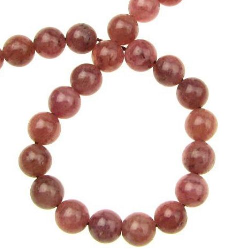String of Semi-Precious Stone Beads: Natural STRAWBERRY QUARTZ / 8 mm ~ 45 pieces