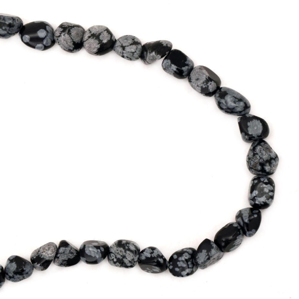 Gemstone Beads Strand, Natural Obsidian Snowflake, 5~7x5~7mm, 55 pcs