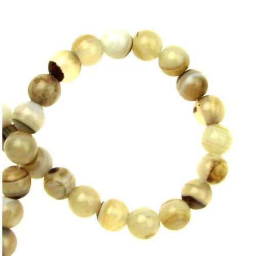 Natural Striped AGATE Round Beads Strand, Color Cream 6 mm ~ 62 pcs