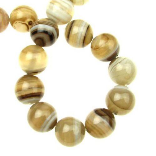 Natural Striped AGATE Round Beads Strand, Color Cream 8 mm ~ 48 pcs