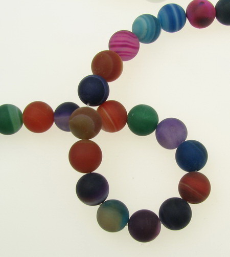 Frosted beads from STRIPED Agate Assorted colors ball matte 10 mm ~ 37 pieces