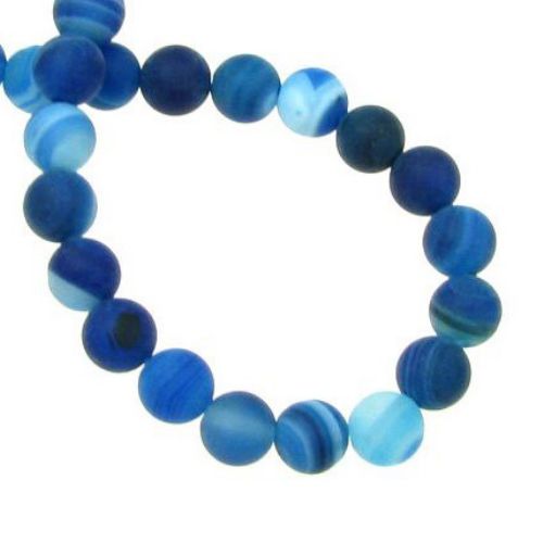 frosted beads from STRIPED Agate blue ball matte 6mm ~ 64 pieces