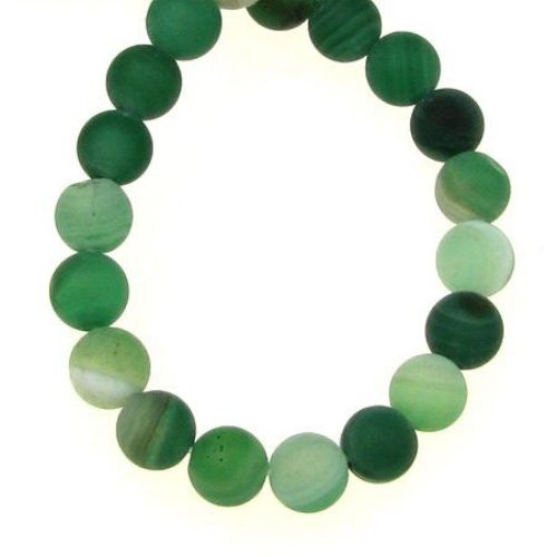 Striped Agate, Frosted, Round Beads, shades of Green 6mm ~ 64 pcs