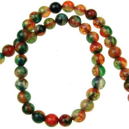 Natural Cracle Agate Beads Strand, Dyed, Round, Multicolor 6mm ~ 65 pcs