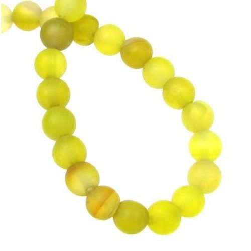 AGATE Round Beads Strand, Dyed and Frosted, Yellow 6mm ~ 65 pcs