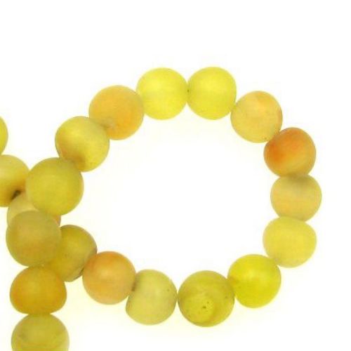 AGATE Round Beads Strand, Dyed and Frosted, Yellow 10mm ~ 40 pcs